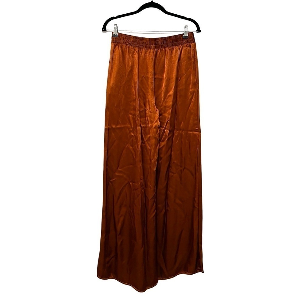 STARK X Wide Leg High Rise Satin Pants in Rich Brown Sz M - Picture 3 of 5